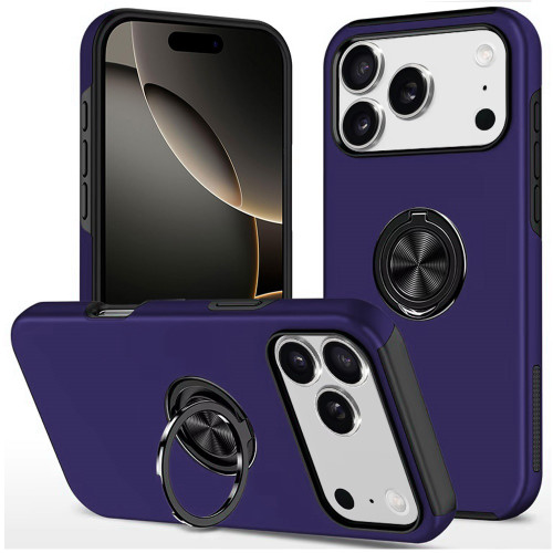 360 Rotating Ring Grip Hybrid Case for iPhone 17 Pro Max - Dark Purple