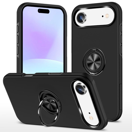 360 Rotating Ring Grip Hybrid Case for iPhone Air - Black