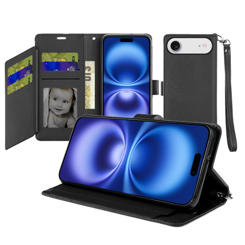 Extra Series Essential Leather Wallet Stand Case for iPhone Air - Black