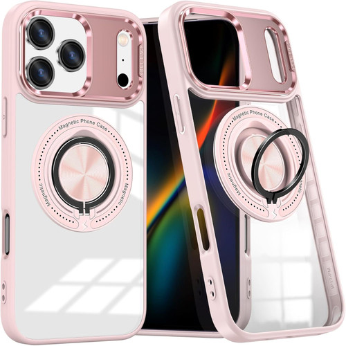 Tough Shield Crystal Case with MagSafe Ring Holder for iPhone 17 Pro - Pink