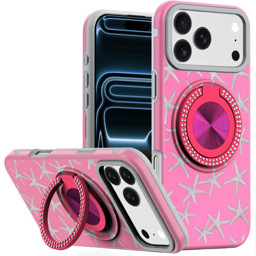 Circular Series Hybrid Case with Rotating Ring Stand for iPhone 17 Pro Max - Starfish