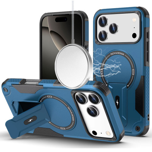 Military Grade HD Armor MagSafe Case with Kickstand for iPhone 17 Pro - Blue