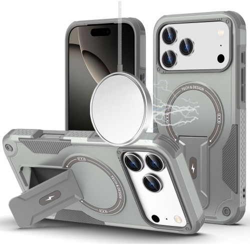 Military Grade HD Armor MagSafe Case with Kickstand for iPhone 17 Pro - Grey