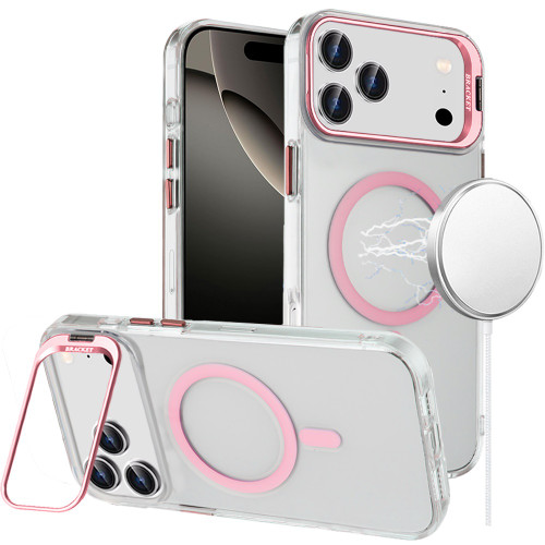 InFrame Series MagSafe Crystal Case with Camera Ring Stand for iPhone 17 Pro Max - Pink