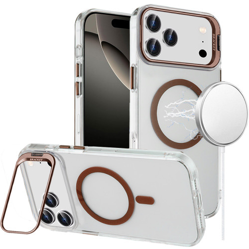 InFrame Series MagSafe Crystal Case with Camera Ring Stand for iPhone 17 Pro - Desert Gold