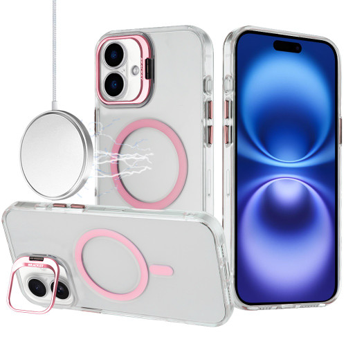 InFrame Series MagSafe Crystal Case with Camera Ring Stand for iPhone 17 - Pink