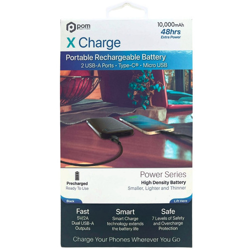 Pom Gear X Charge Power Bank Battery Pack Portable Charger 10000mAh