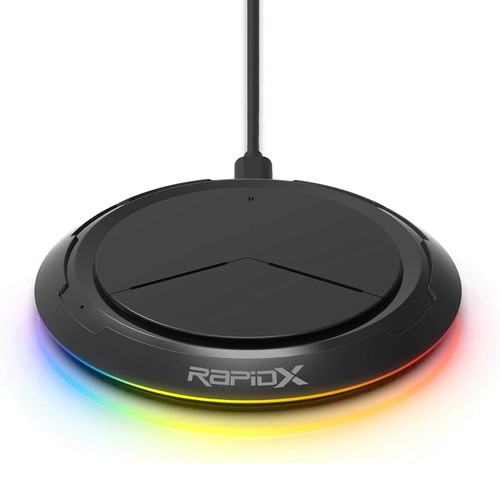 RapidX Prismo RGB Qi Certified Wireless Charging Pad - Black