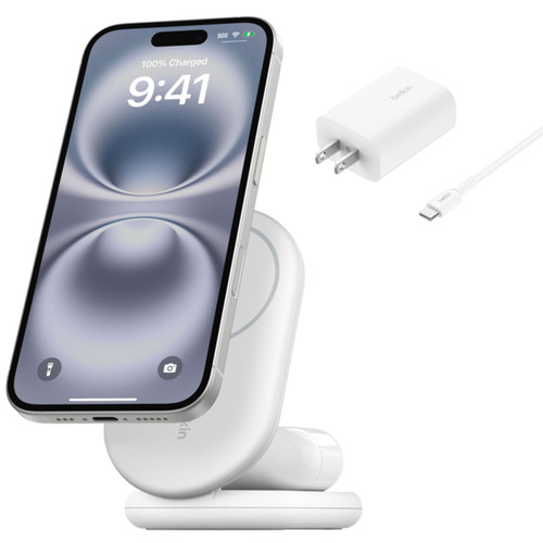 Belkin BoostCharge 2-In-1 Magnetic Foldable Wireless Charger with Qi2 15W - White