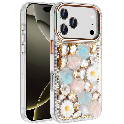 Luxurious Bling 3D Crystal Diamond Case for iPhone 17 Pro - Gold