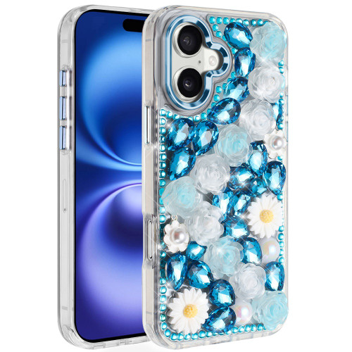 Luxurious Bling 3D Crystal Diamond Case for iPhone 17 - Blue