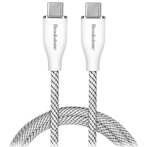 Brookstone USB-C to USB-C 60W Nylon Braided Charge & Sync Cable 6ft - White