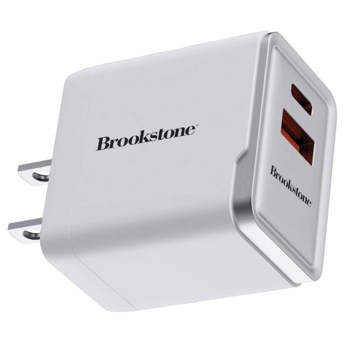 Brookstone Rapid PD 30W 2 Port USB-C and USB-A Wall Charger - White