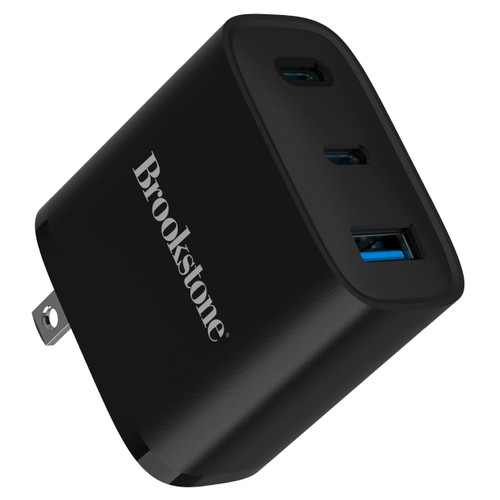 Brookstone PD 40W 3 Port Wall Charger with Dual USB-C and USB-A Ports - Black