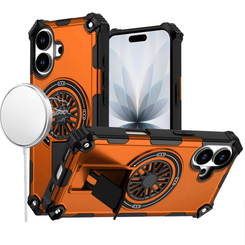 Military Grade MagSafe Tough Ultra Rugged Hybrid Case with Kickstand for iPhone 17 - Cosmic Orange
