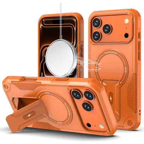 Military Grade HD Armor MagSafe Case with Kickstand for iPhone 17 Pro - Cosmic Orange