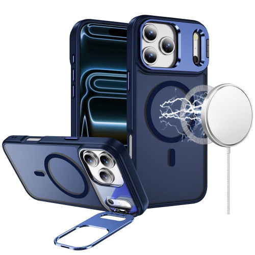 InFrame Series MagSafe Matte Case with Camera Ring Stand for iPhone 17 Pro Max - Blue