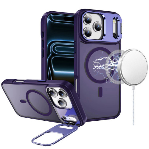 InFrame Series MagSafe Matte Case with Camera Ring Stand for iPhone 17 Pro Max - Purple