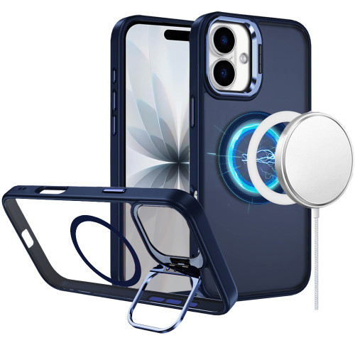 InFrame Series MagSafe Matte Case with Camera Ring Stand for iPhone 17 - Blue