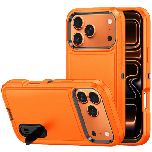 Military Grade TUFF Hybrid Armor Case with Kickstand for iPhone 17 Pro Max - Cosmic Orange