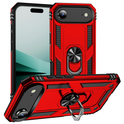 Military Grade Hybrid Case with Ring Grip for iPhone Air - Red