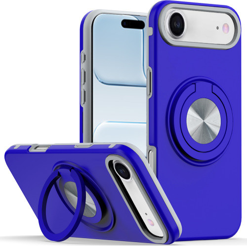 Circular Series Hybrid Case with Rotating Ring Stand for iPhone Air - Blue