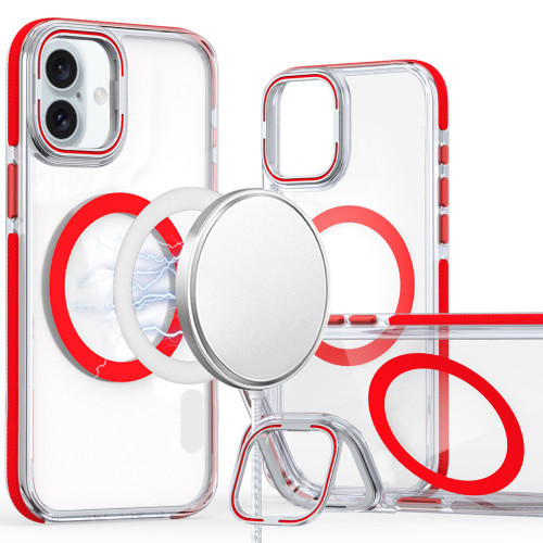 Clarity Collection MagSafe Case with Camera Ring Stand for iPhone 17 - Red