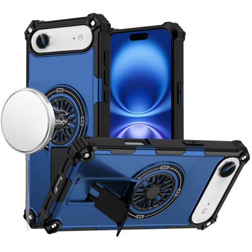 Military Grade MagSafe Tough Ultra Rugged Hybrid Case with Kickstand for iPhone Air - Blue