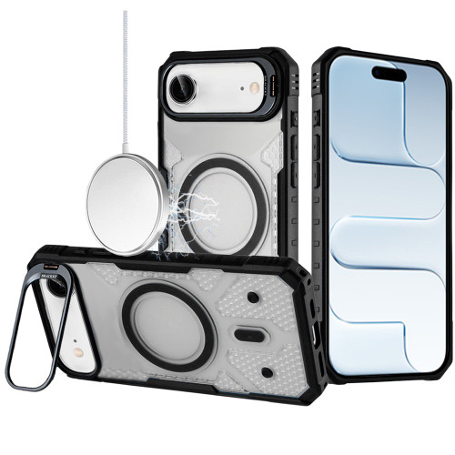 Fusion Evo Transparent MagSafe Case with Camera Ring Stand for iPhone Air - Black