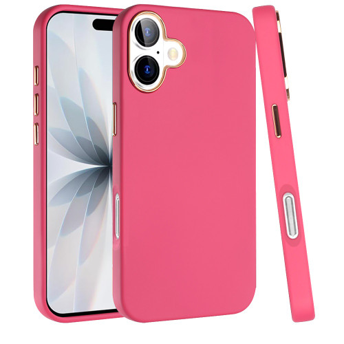 Soft Touch Dual-Layer Hybrid Case for iPhone 17 - Hot Pink