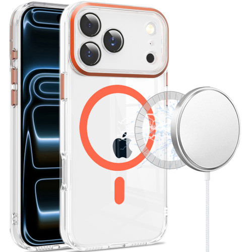 Crystal Clear Transparency MagSafe Case for iPhone 17 Pro Max - Cosmic Orange