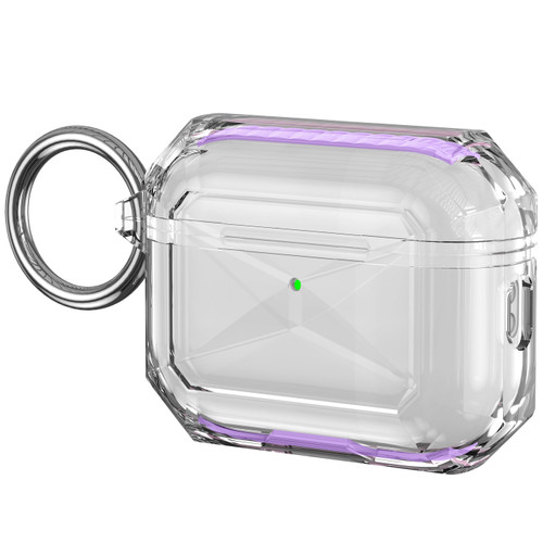 Rugged Crystal Clear Case with Reinforced Bumpers for AirPods Pro 3 - Purple