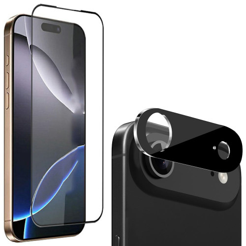 Edge-to-Edge Full Coverage Tempered Glass Screen Protector + Camera Lens Protector (Black) for iPhone Air