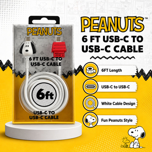 Peanuts USB-C to USB-C 60W Nylon Braided Charge & Sync Cable
