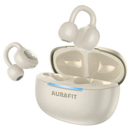 AuraFit AuraBuds FW5 AI-Powered TWS True Wireless Bluetooth Earbuds - Beige