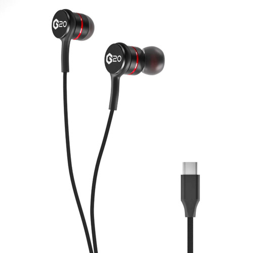 G20 USB-C Wired Stereo In-Ear Earphones with Mic - Black