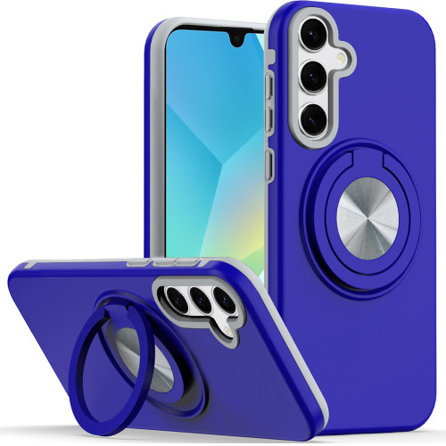 Circular Series Hybrid Case with Rotating Ring Stand for Samsung Galaxy A17 5G - Blue