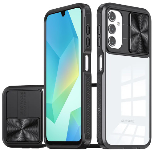 HD Transparent Case with Camera Privacy Cover for Samsung Galaxy A17 5G - Black