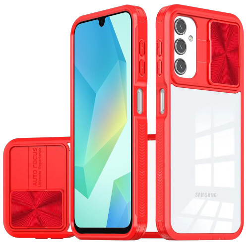 HD Transparent Case with Camera Privacy Cover for Samsung Galaxy A17 5G - Red