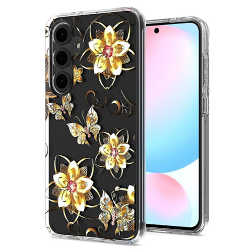Butterfly Series Dual Layer Transparent Hybrid Case for Samsung Galaxy A17 5G - Golden