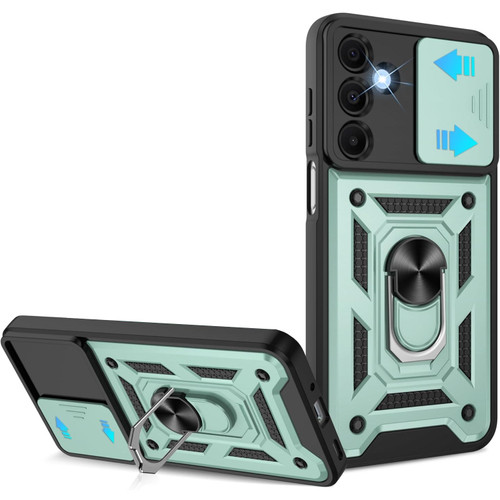 Military Grade Superior Series Hybrid Case with Ring Grip and Camera Lens Cover for Samsung Galaxy A17 5G - Green