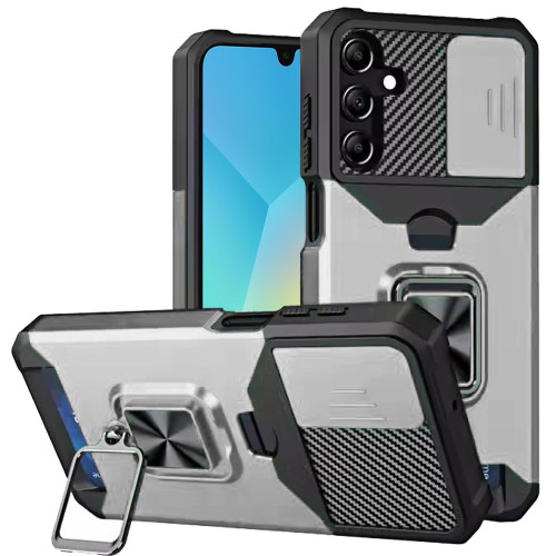 Military Grade All-In-One Ring Stand Card Case for Samsung Galaxy A17 5G - Silver