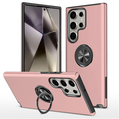 360 Rotating Ring Grip Hybrid Case for Samsung Galaxy S26 Ultra - Rose Gold