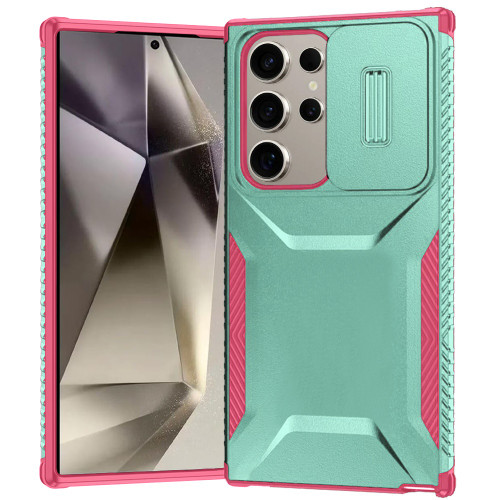 Combat Tough Series Hybrid Case with Camera Lens Cover for Samsung Galaxy S26 Ultra - Teal Pink