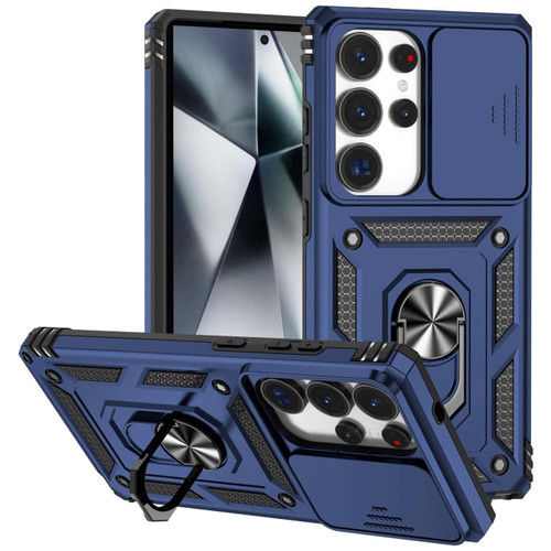 Military Grade Hybrid Case with Ring Grip and Camera Lens Protector for Samsung Galaxy S26 Ultra - Blue