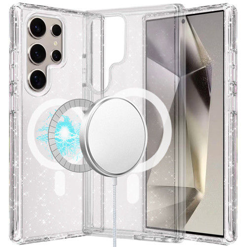 Crystal Glitter Fusion Case with MagSafe Magnetic Ring for Samsung Galaxy S26 Ultra - Clear