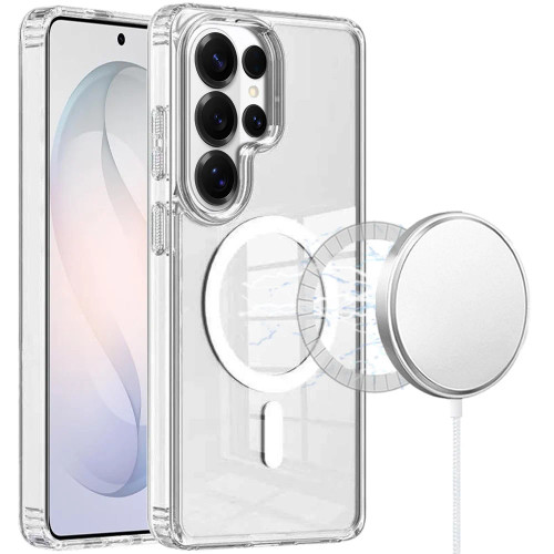 Crystal Clear Transparent Hybrid Case with MagSafe Magnetic Ring for Samsung Galaxy S26 Ultra