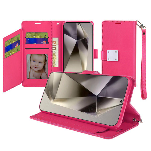 Extra Series Essential Leather Wallet Stand Case for Samsung Galaxy S26 Ultra - Pink
