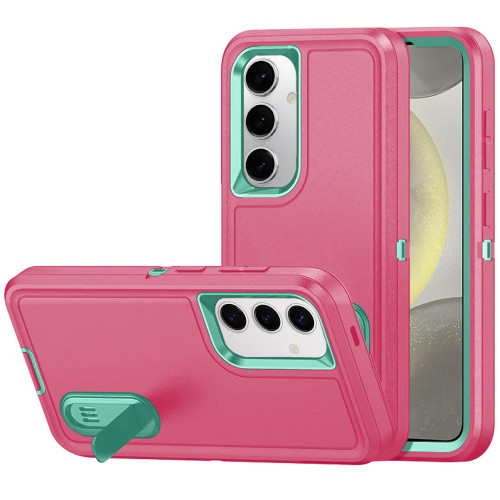 Military Grade Certified TUFF Hybrid Armor Case with Kickstand for Samsung Galaxy S26 - Hot Pink Teal