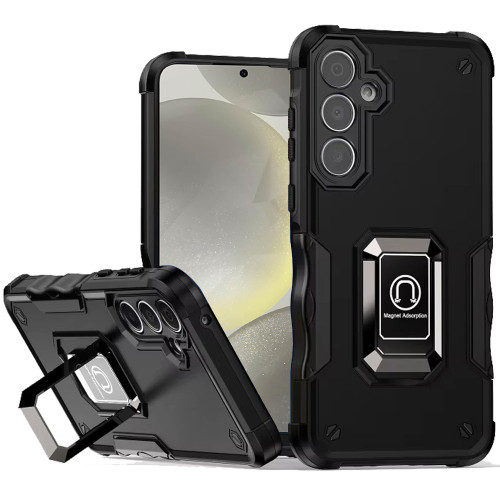 Military Grade Shockproof Hybrid Armor Case with Ring Grip for Samsung Galaxy S26 - Black